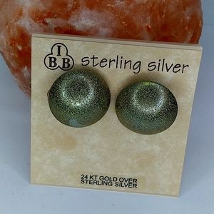 IBB Y2K Esterling Silver Textured Button Shimmering Stud Women's Earrings
